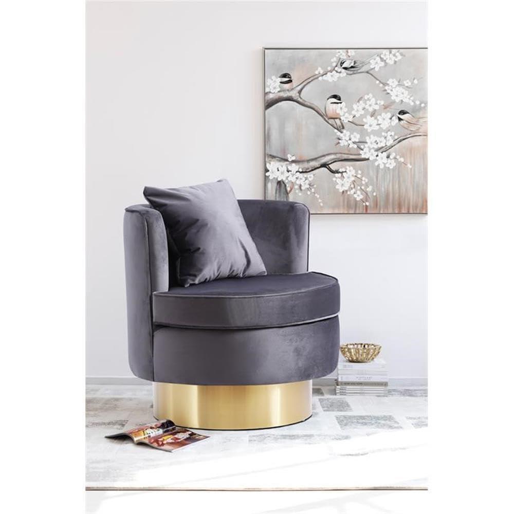 Meridian Furniture Kendra Grey Velvet Swivel Accent Chair
