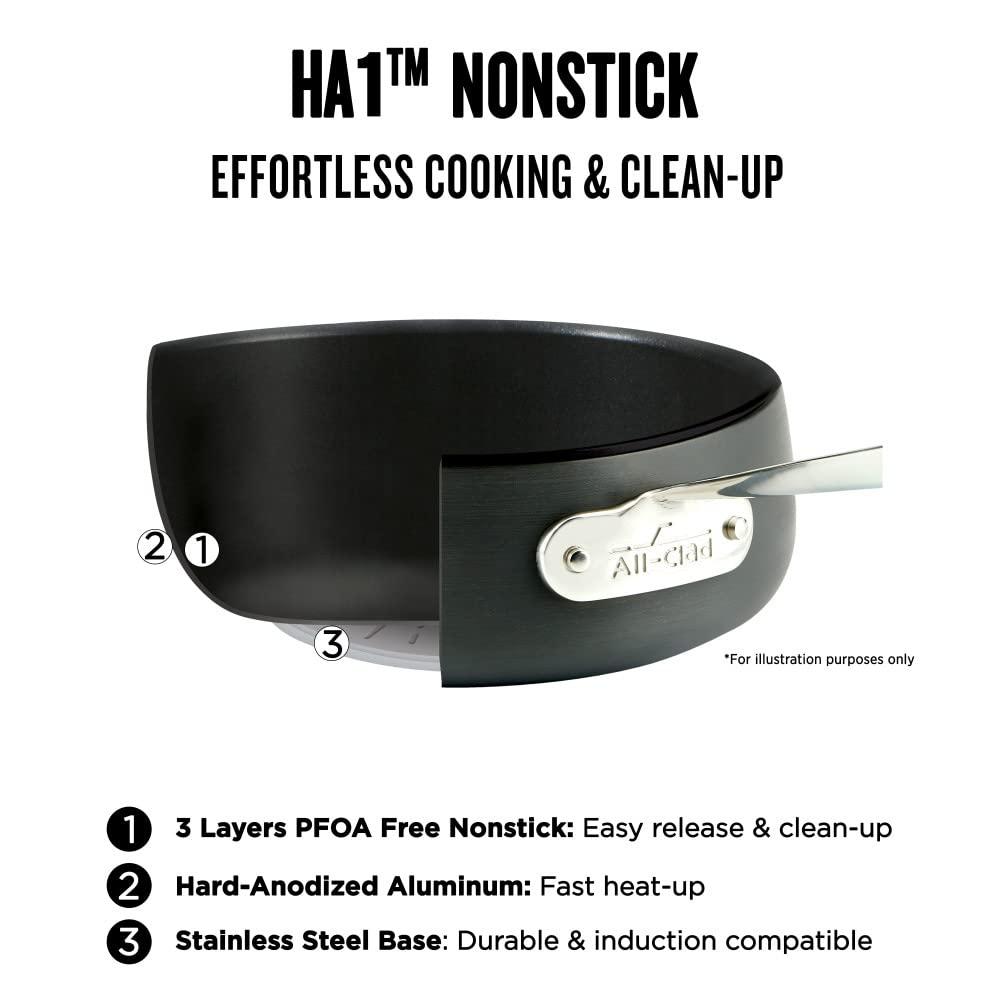 All-Clad HA1 Hard Anodized Nonstick Cookware, Dutch Oven with Acacia Wood Trivet & Spoon and Glass Lid, 6 quart
