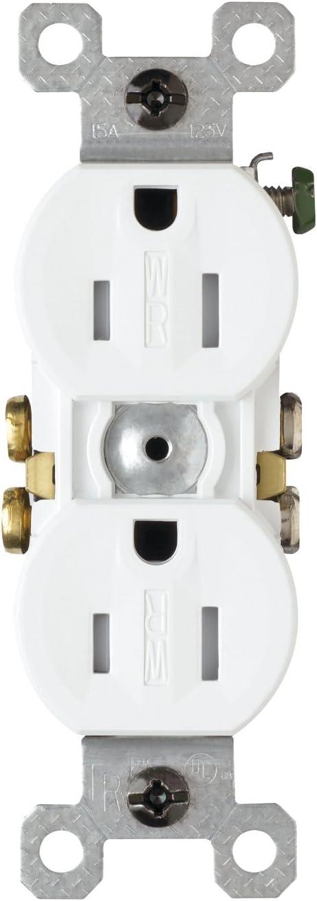 White Weather Resistant Tamper Resistant Duplex Receptacle Outlet