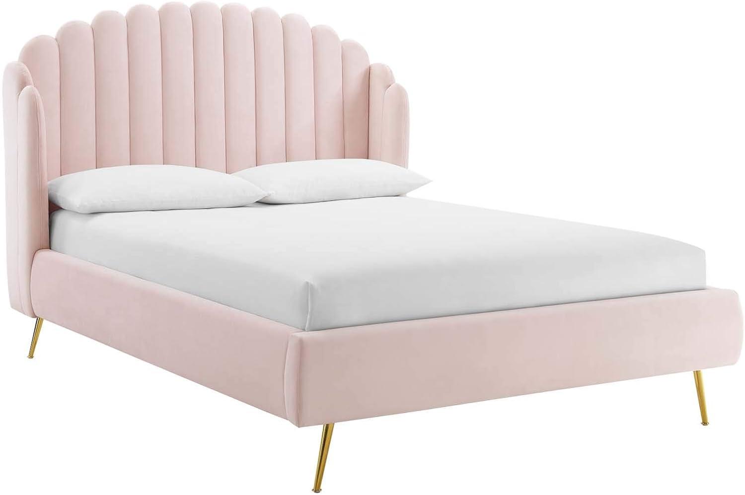 Lana Queen Performance Velvet Wingback Platform Bed by Modway