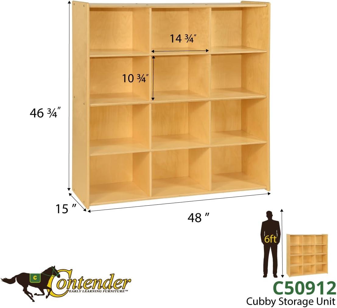 Contender 12 Big Cubby Storage Shelf, Montessori Cabinets for Organizing Art and Craft Supplies Hard Wood Cabinets