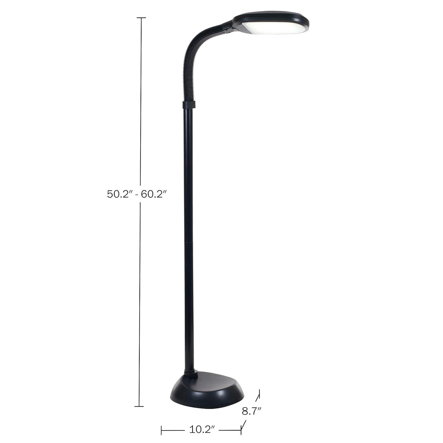 Bedford Home LED Floor Lamp - Full Spectrum Natural Sunlight Lamp with Bendable Neck - Dimmable Reading, Craft, and Esthetician Light (Midnight Black)
