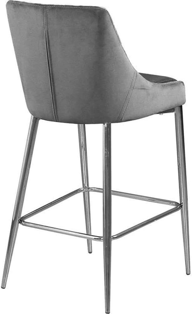 Meridian Furniture,Karina Grey Velvet Stool, Set of 2