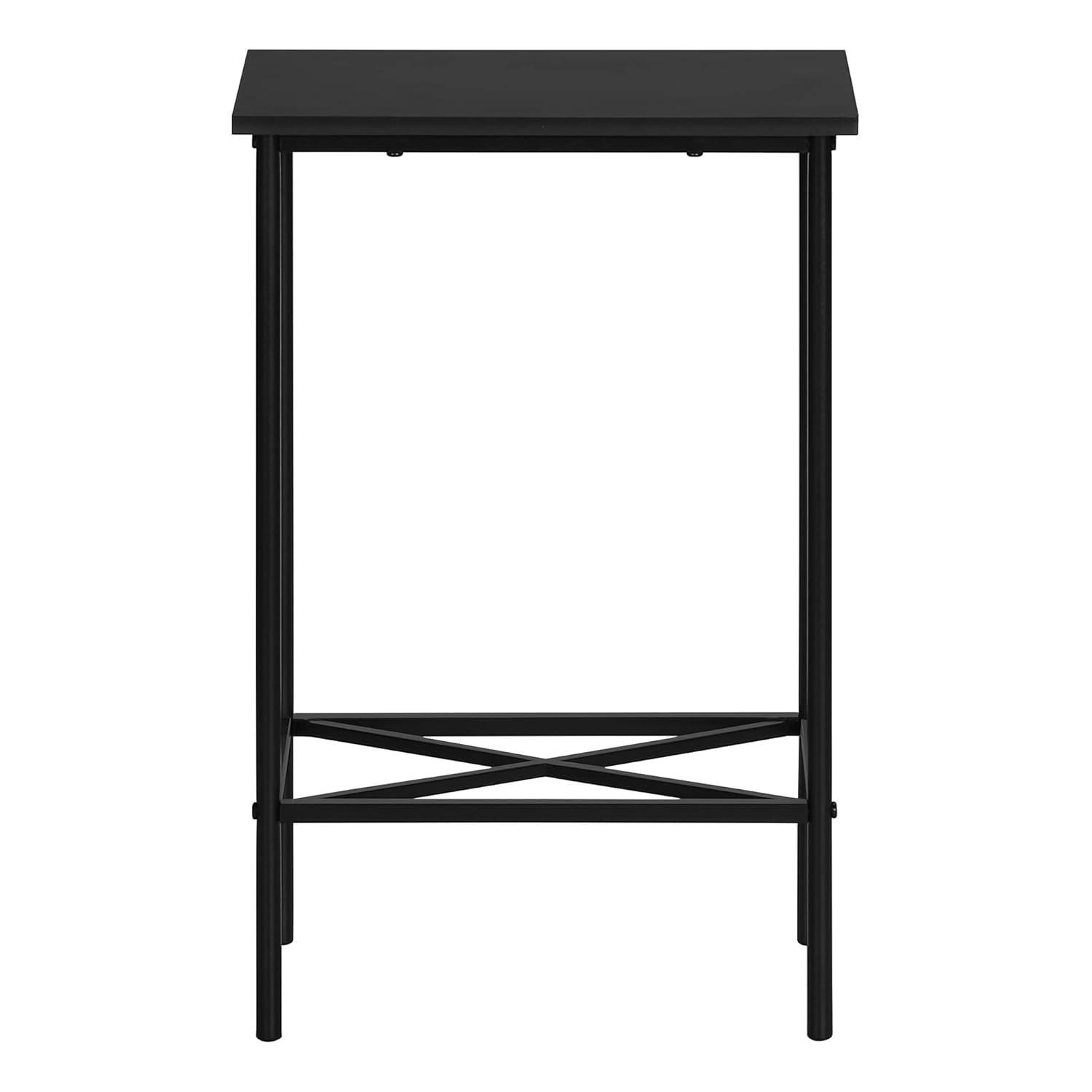 Monarch Specialties Accent Table Side End Narrow Small 2 Tier Living Room Bedroom Metal Laminate Black Contemporary Modern
