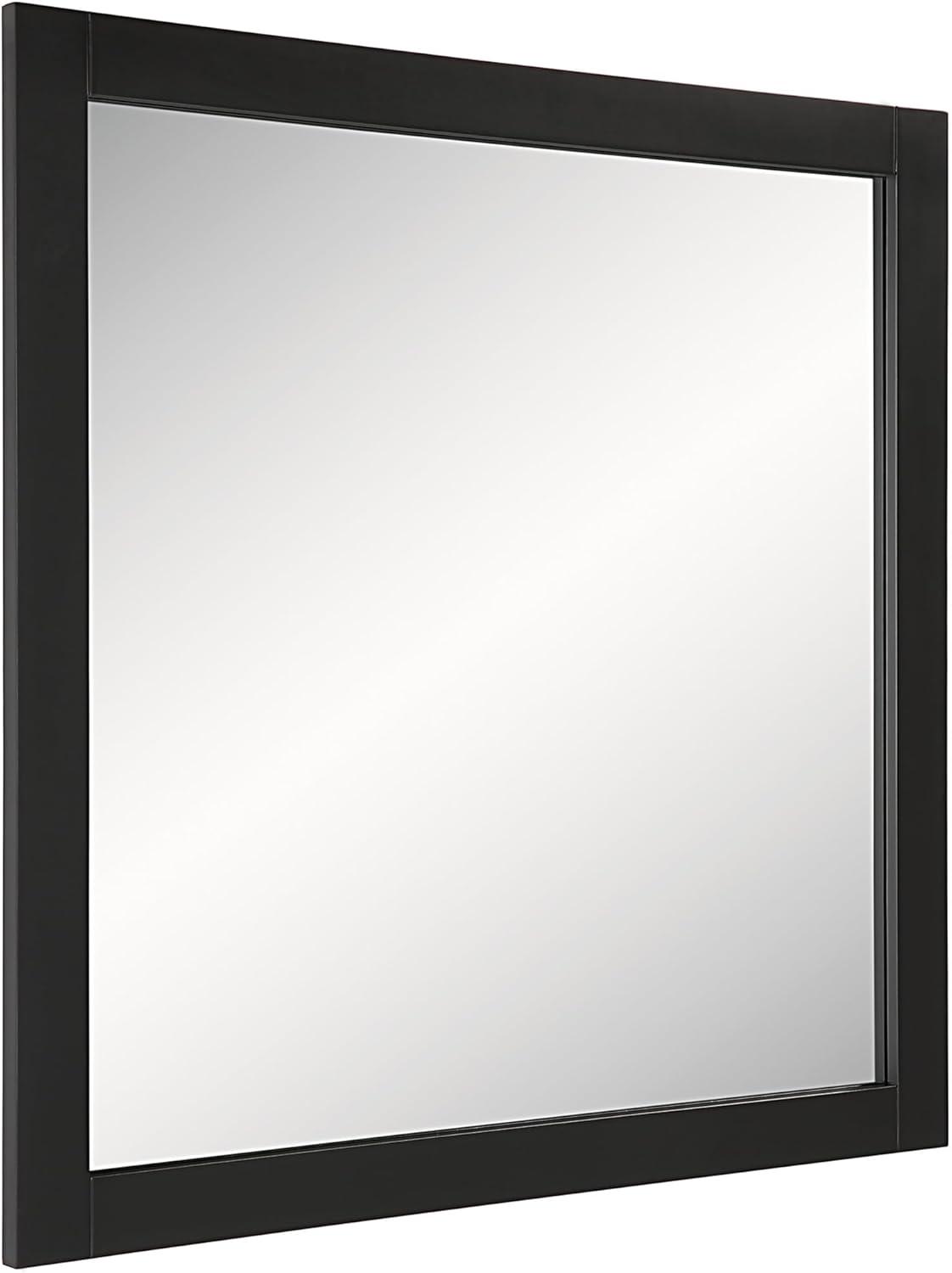 Shorewood Square Bathroom Mirror, 30" H x 30" L, Soft Matte Black, Solid Wood Framed, Decorative Vanity or Entryway Accent – Design House, 589655