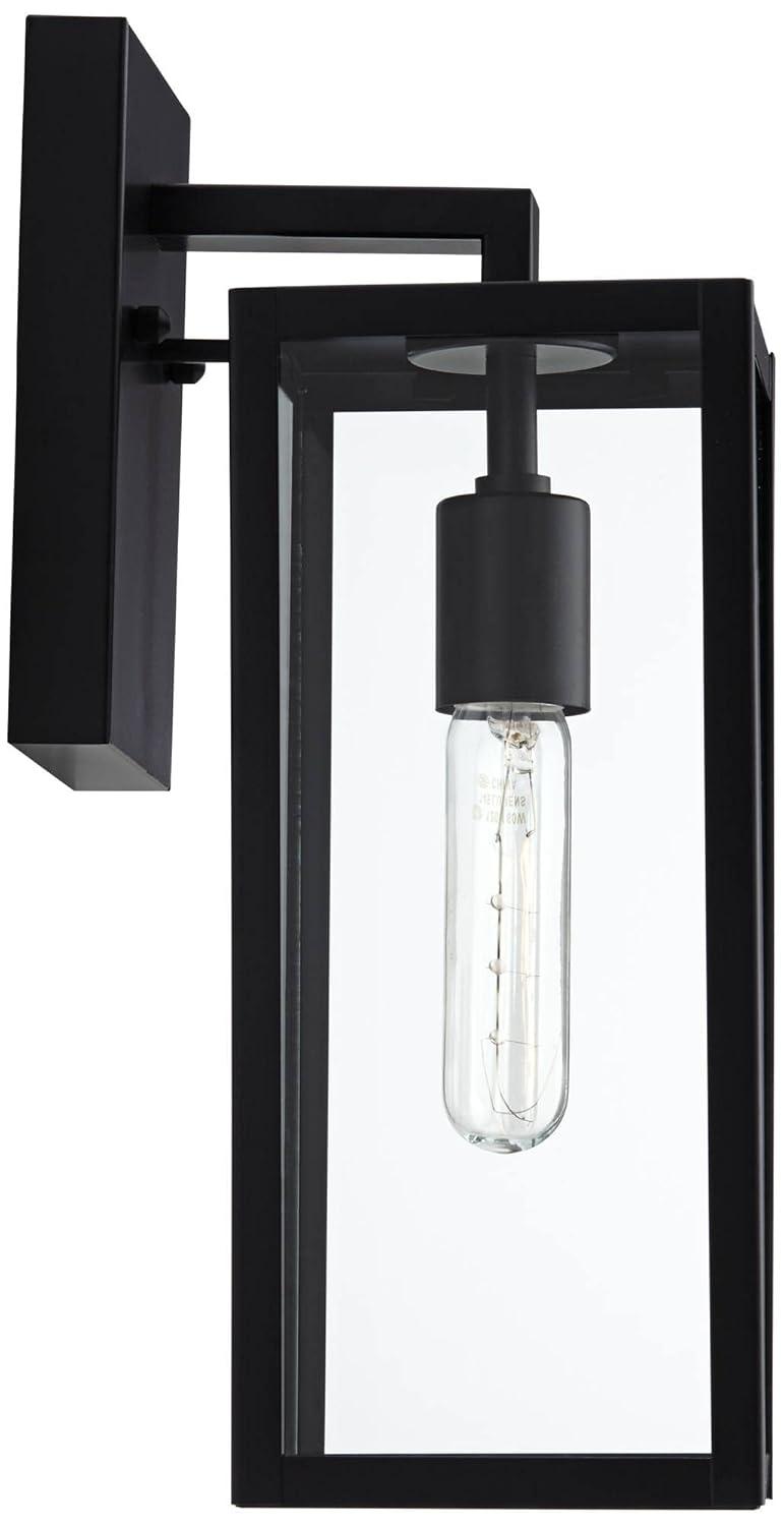 John Timberland Titan Modern Outdoor Wall Light Fixture Mystic Black Dusk to Dawn 14" Clear Glass for Post Exterior Barn Deck House Porch Yard Patio