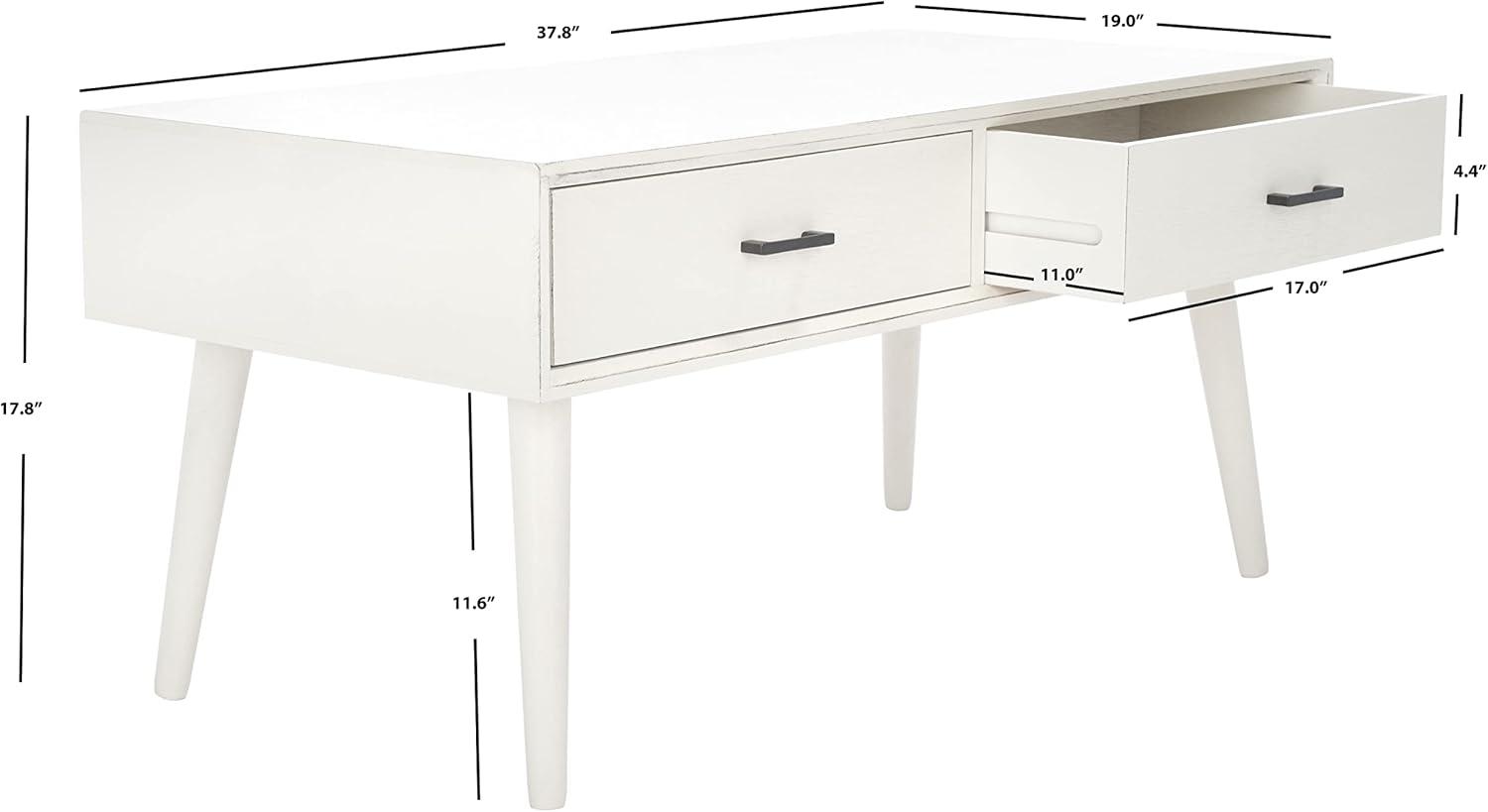 Mozart Mid-Century Coffee Table - Distressed White - Safavieh