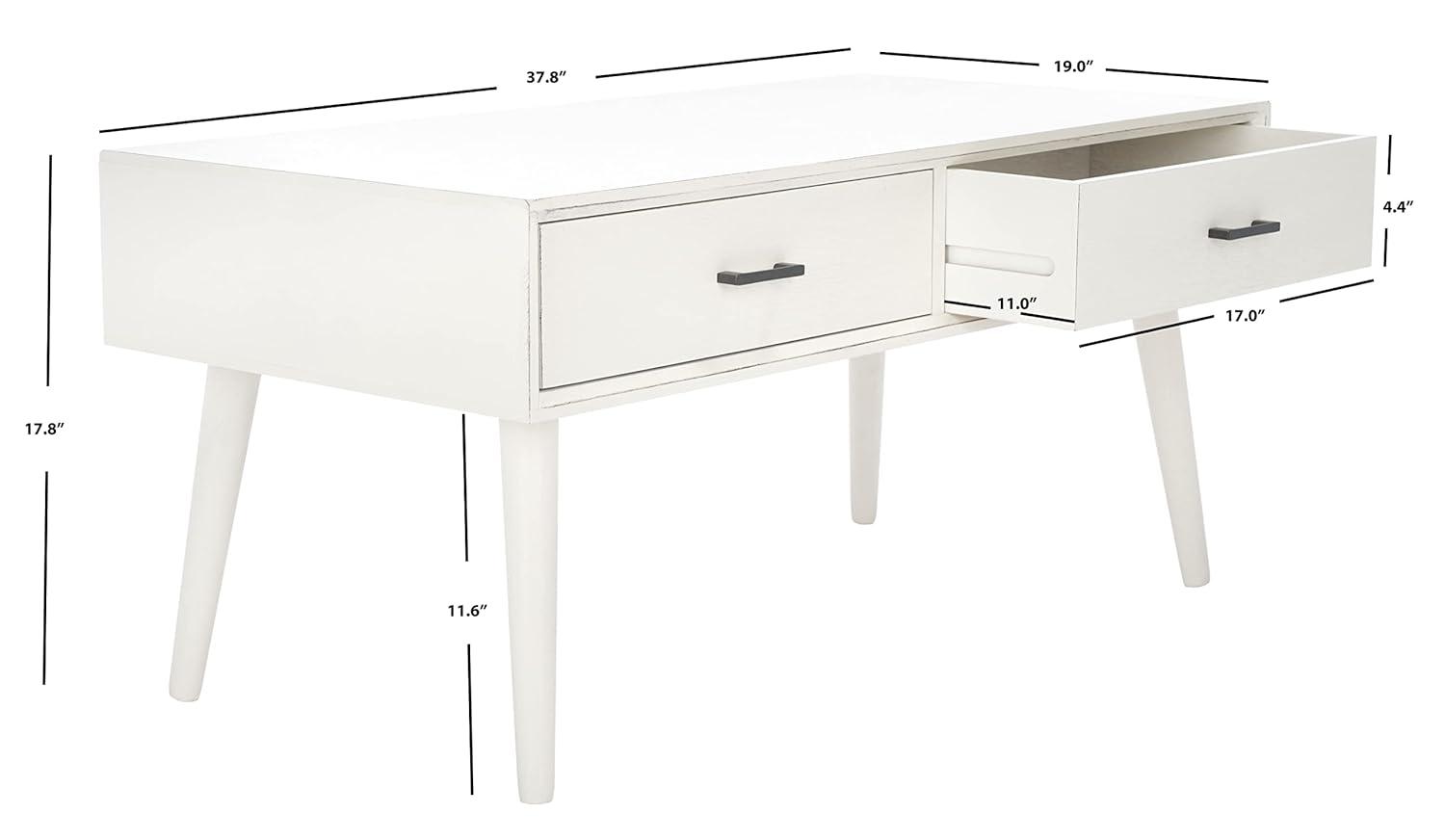 Mozart Mid-Century Coffee Table - Distressed White - Safavieh