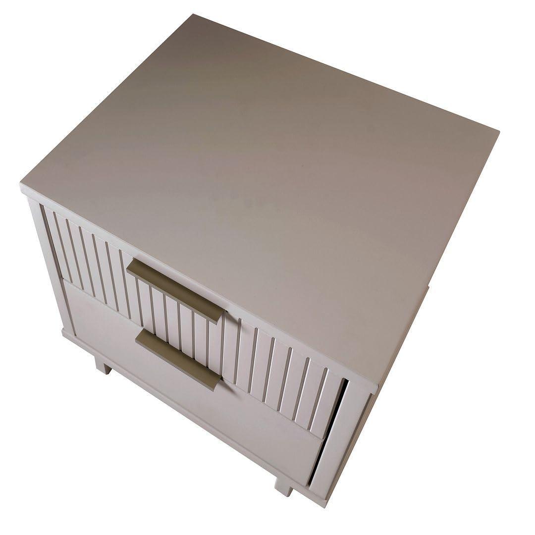 Granville Modern 2 Drawer Nightstand Light Gray - Manhattan Comfort: Soft Close, UV Finish, Metal Handles