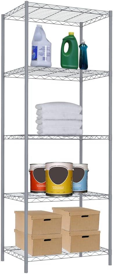 Gray 5-Tier Heavy-Duty Steel Wire Shelving Unit