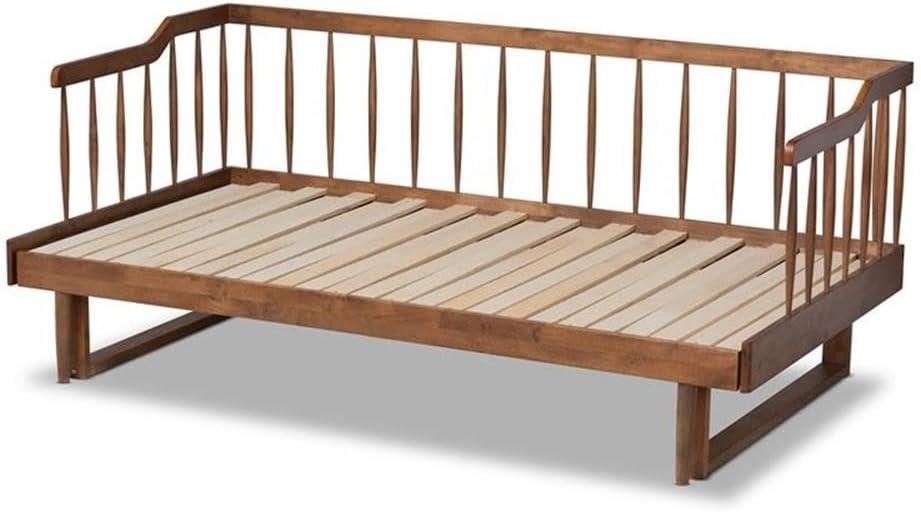 Twin to King Muriel Expandable Spindle Daybed Walnut - Baxton Studio: Contemporary Unupholstered, No Box Spring Needed