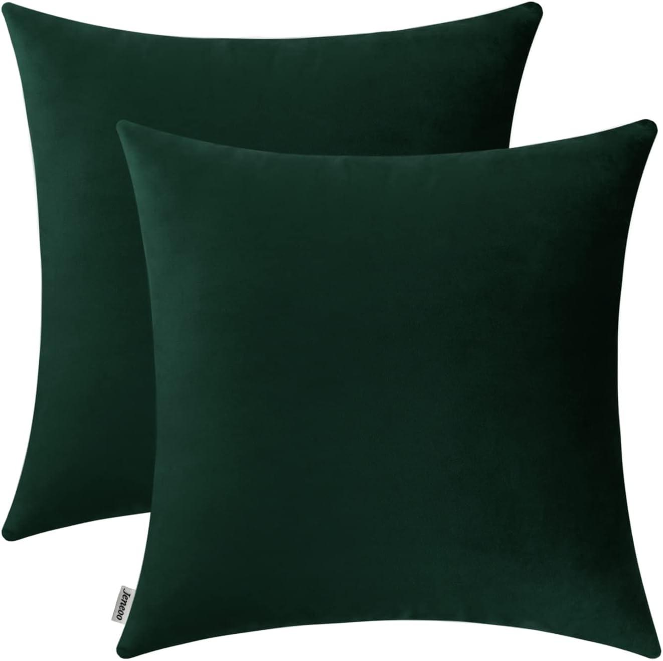 Jeneoo Set of 2 Decorative Throw Pillow Covers Soft Velvet Comfy Lumbar Couch Cushion Cover Decor (Army Green, 12 x 20 Inches)