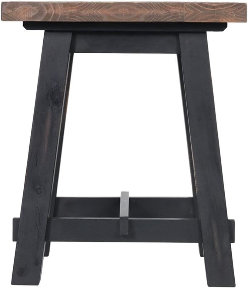 21" Odin Solid Wood Side Table Black - Alaterre Furniture: Mid-Century Modern, Pine Frame