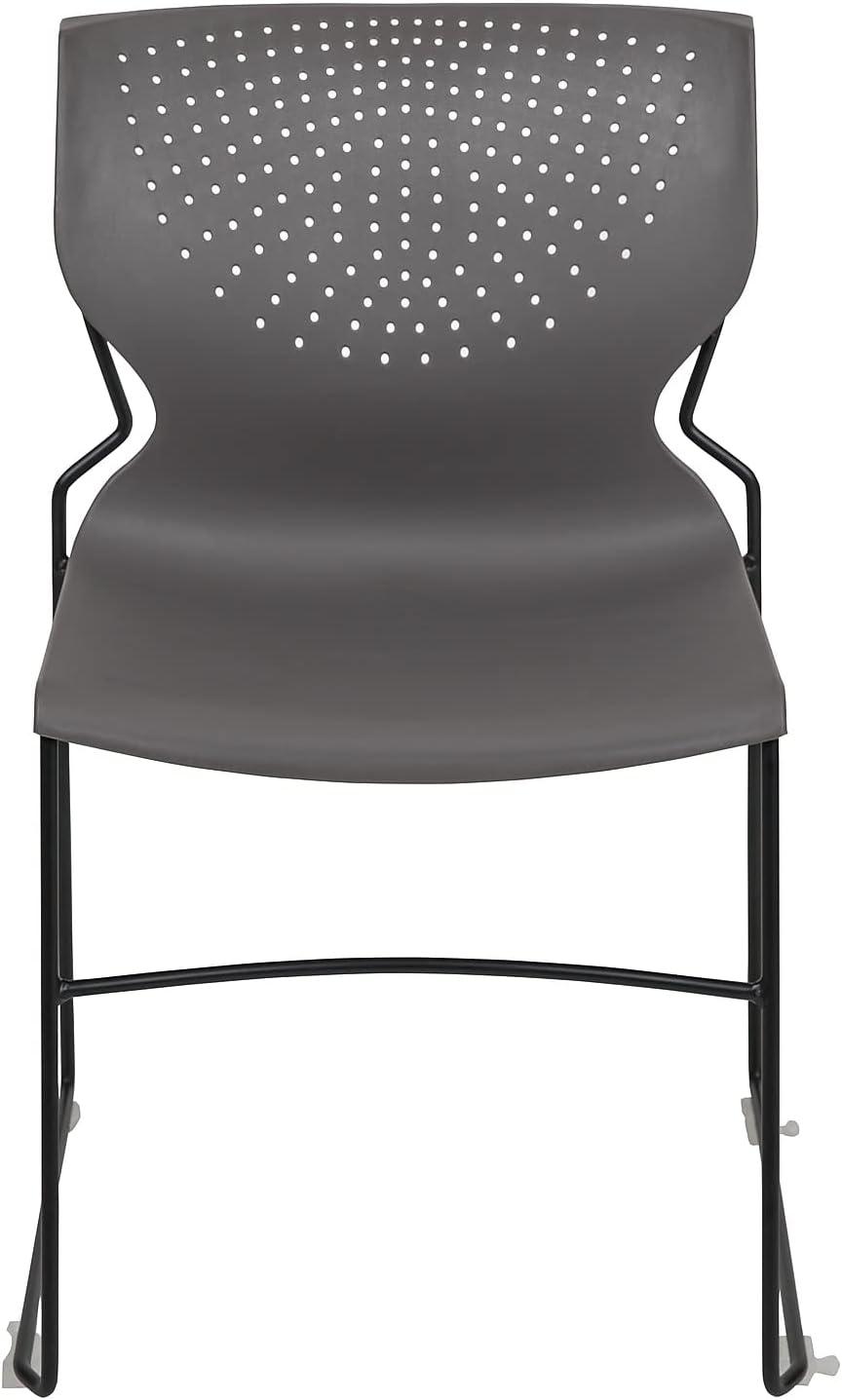 Flash Furniture HERCULES Series 5 Pack 661 lb. Capacity Gray Full Back Stack Chair with Black Powder Coated Frame