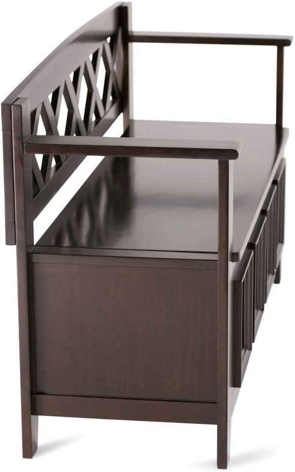 Simpli Home Amherst 48"W Solid Wood Entryway Storage Bench with Lift-Top Lid and Dual Compartments
