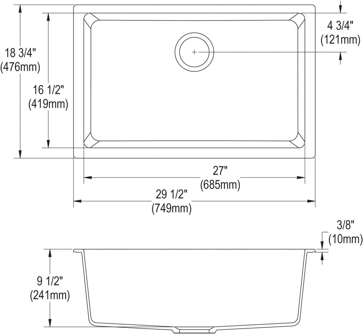 Graystone Quartz Single Bowl Undermount Sink Kit