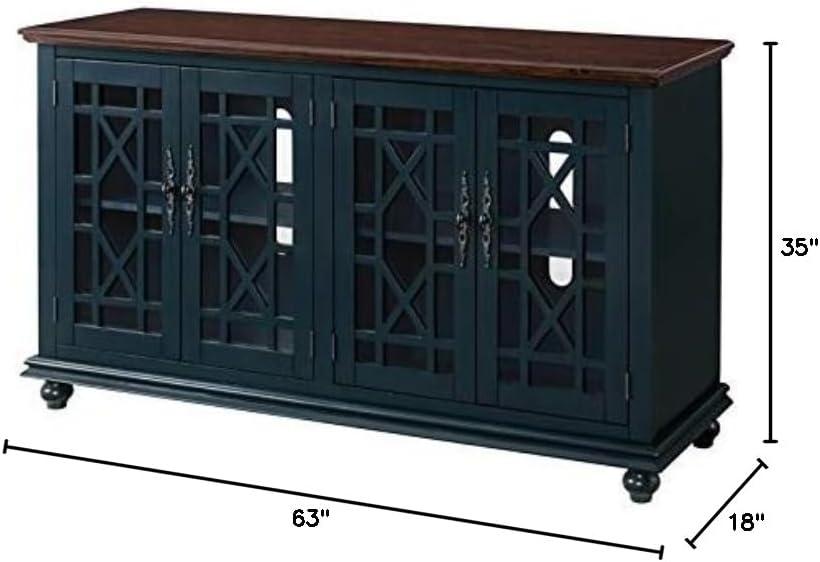 Martin Svensson Home Palisades 63" TV Stand Catalina Blue with Coffee Walnut Top