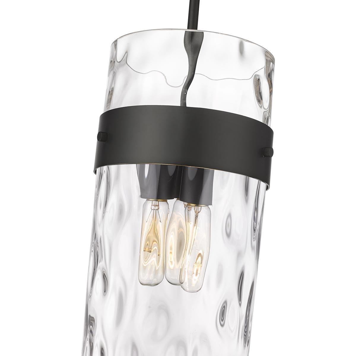 Matte Black and Clear Glass 3-Light Pendant