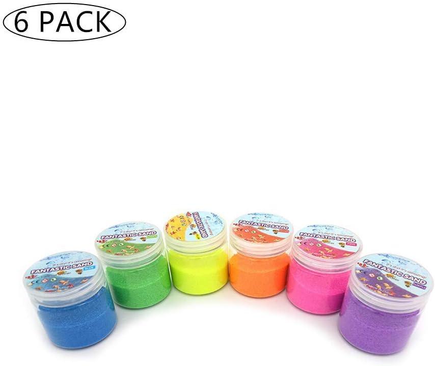 JULAN 6 Pack Magic Sand - Space & Colored Sand Toys for Kids & Adults - 6 Colors