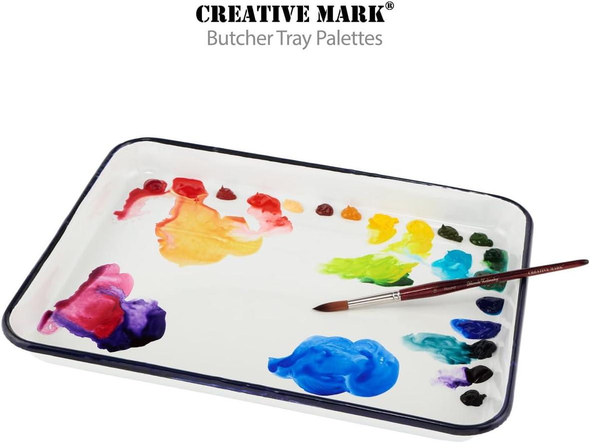 Creative Mark Butcher Tray Palette - Triple coated Enamel Tray Palette for Painting, Color Theory, Mixing, and more! - 11" x 15"