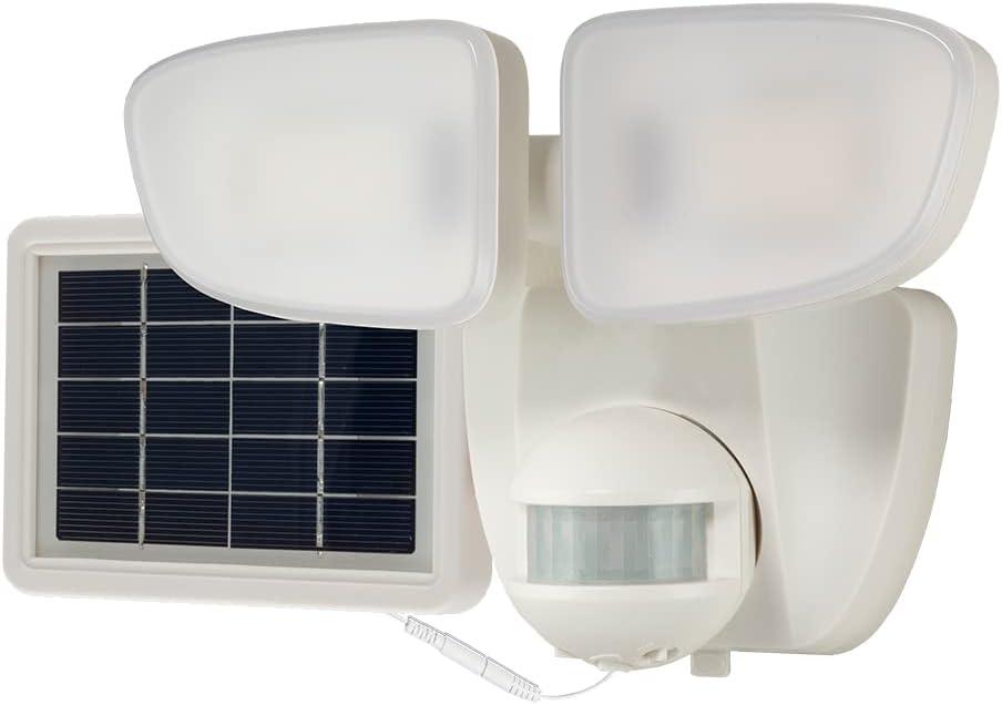 HALO Solar Outdoor LED Flood Light with 180 Degree Motion Sensor Flood & Security Twin Head Light 1000 Lumens White