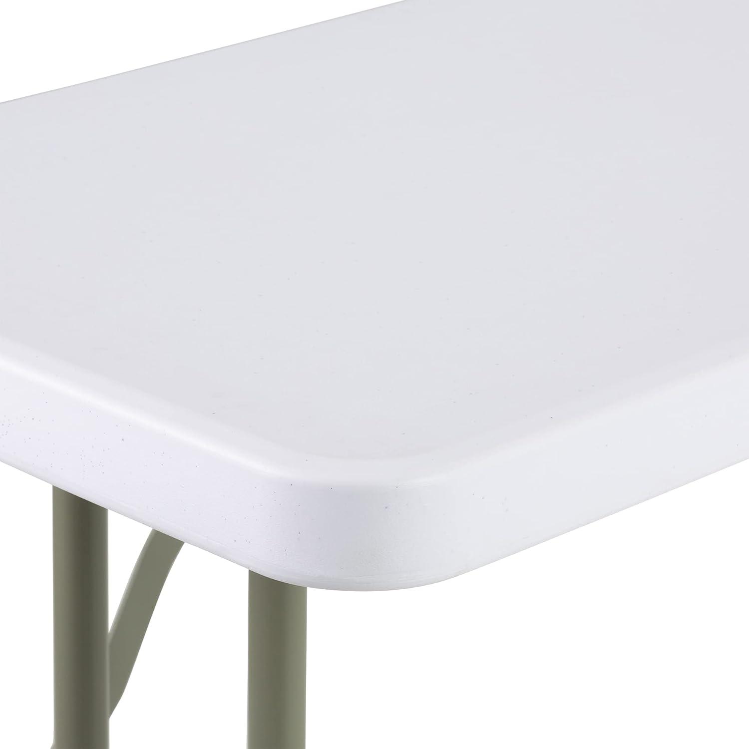 Norwood Commercial Furniture 8 ft Multipurpose Indoor Outdoor Heavy Duty Portable Blow Molded Plastic Folding Training Seminar Table 18" W x 96" L White
