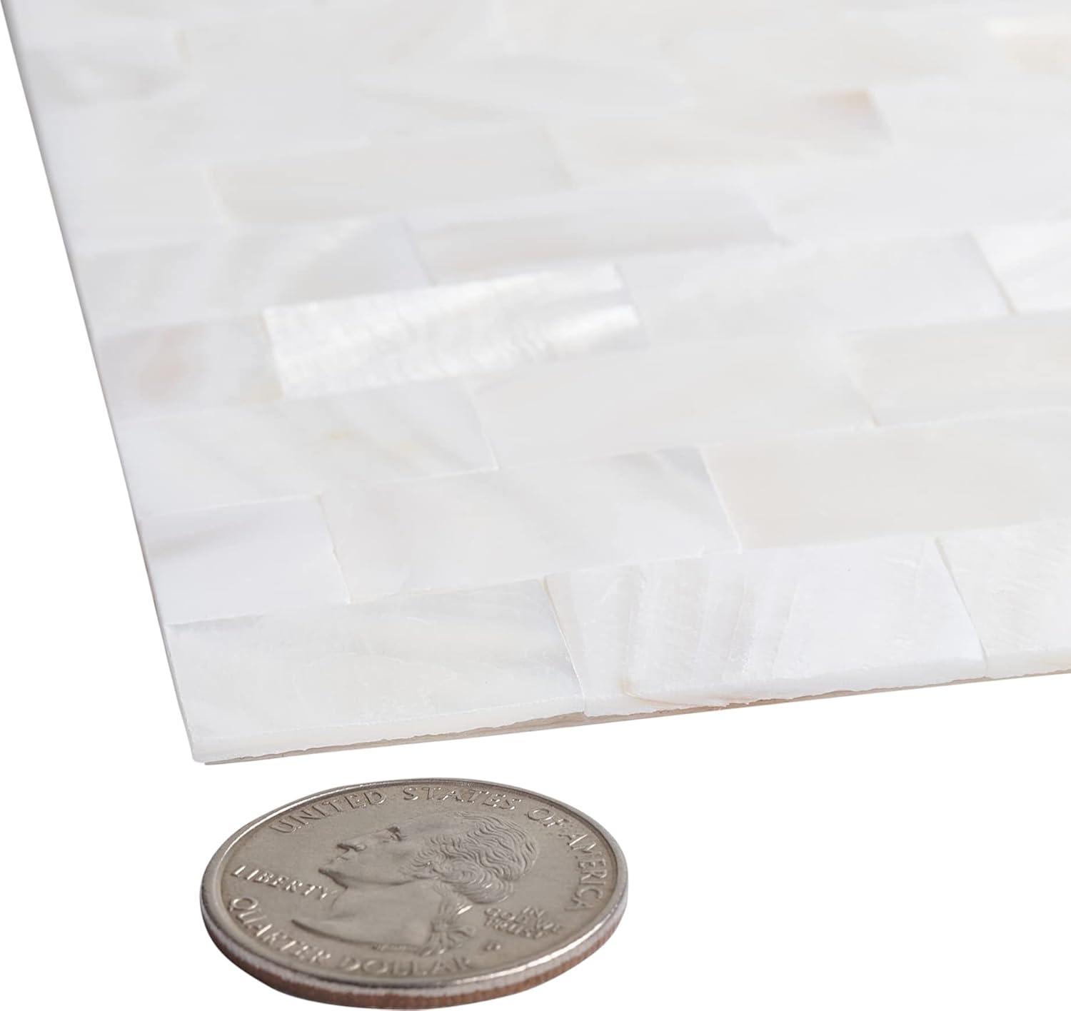 Nacreous White Multi-Finish Square Peel and Stick Wall Tile