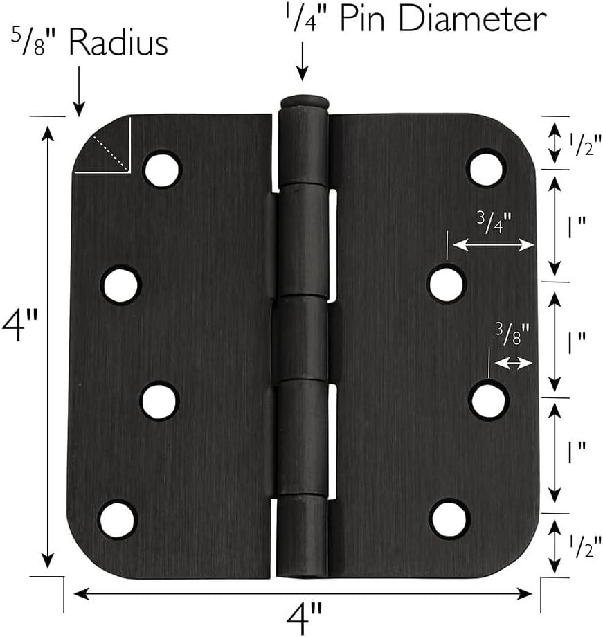 Design House Door Hinge- 4-Inch, 5/8-Inch Radius, 9-Pack (Set of 9)