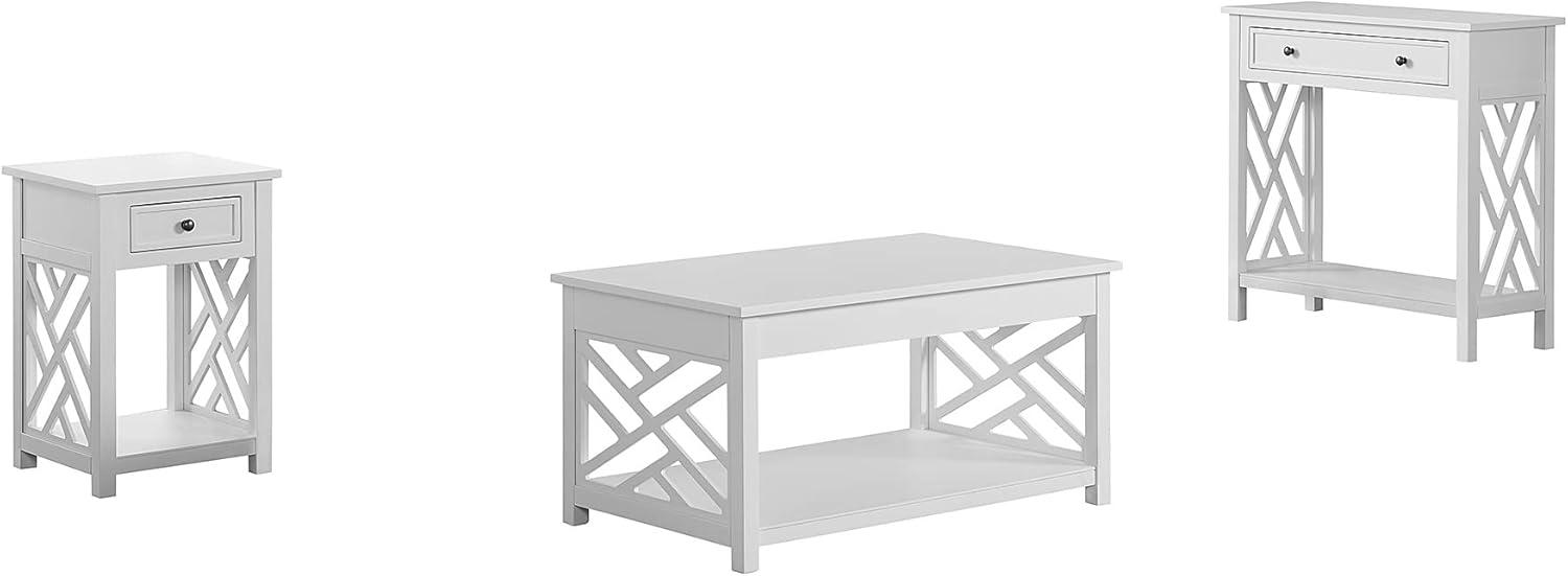 36" Middlebury Coffee Table, End Table and Console Table White - Alaterre Furniture: 3-Piece Wooden Furniture Set with Drawers