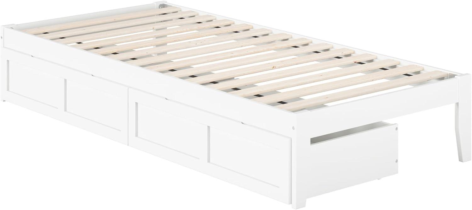 Twin Colorado Bed with USB Turbo Charger & 2 XL Drawers White - AFI: No Box Spring Required, Mid-Century Modern