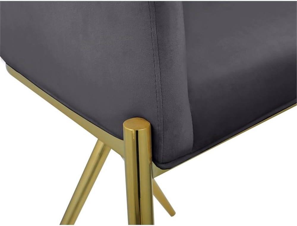 Meridian Furniture Xavier Gray Velvet Counter Stool with Gold Metal Legs