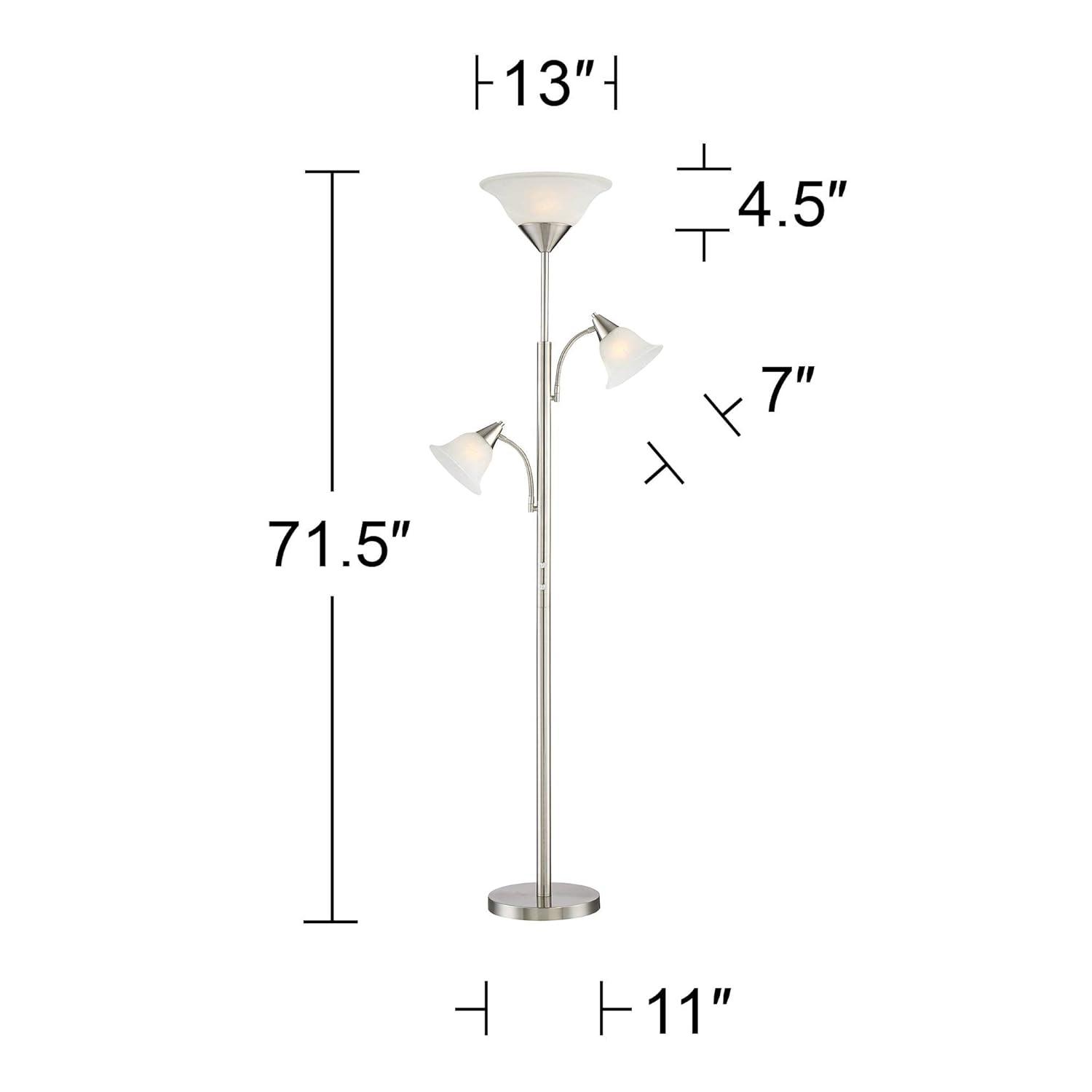 360 Lighting Jordan Modern Torchiere Floor Lamp with Side Lights 71 1/2" Tall Brushed Nickel Alabaster Glass Shade for Living Room Reading Bedroom