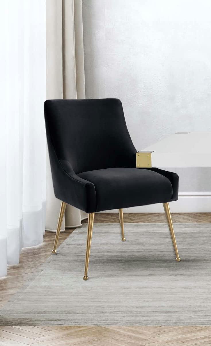 TOV Furniture Beatrix Black Velvet Side Chair with Gold Legs