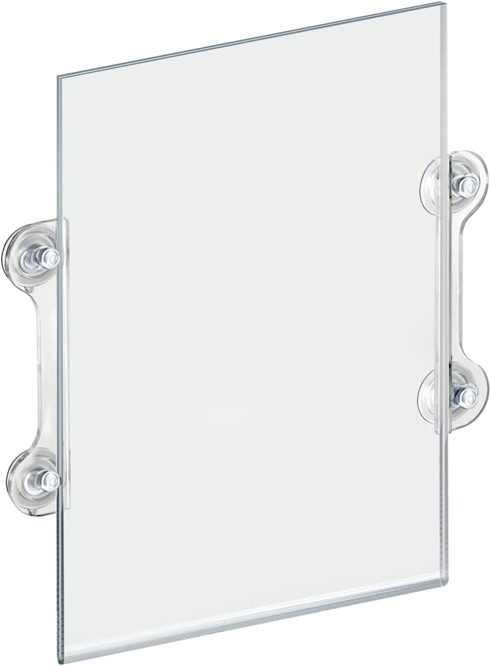 Azar Displays Clear Acrylic Window/Door Sign Holder Frame with Suction Cups 11"W x 17''H, 2-Pack