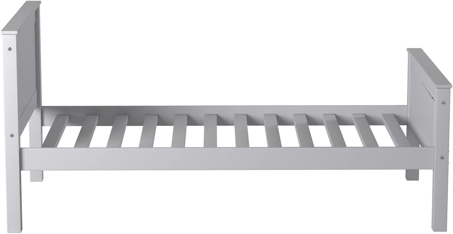 Alaterre Furniture Harmony Twin Bed, Sturdy Build for Youth Bedroom, Brazilian Pine, Headboard, Footboard, Side Rails, Slats, Dove Gray