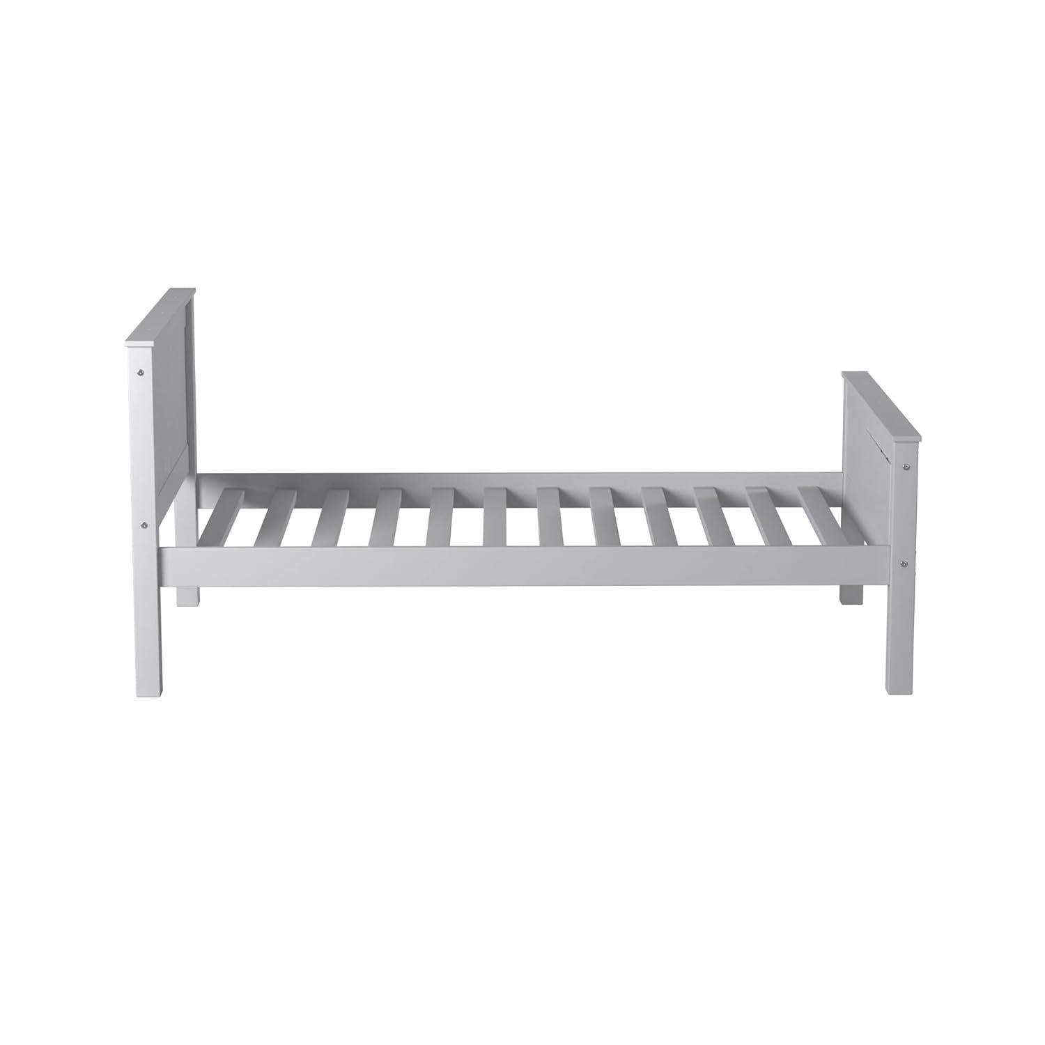 Alaterre Furniture Harmony Twin Bed, Sturdy Build for Youth Bedroom, Brazilian Pine, Headboard, Footboard, Side Rails, Slats, Dove Gray