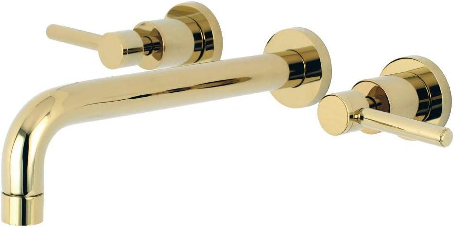 Polished Brass Double Handle Wall Mount Tub Faucet