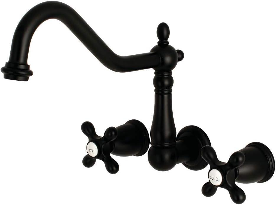 Elegant Heritage Matte Black Nickel Wall-Mounted Roman Tub Faucet