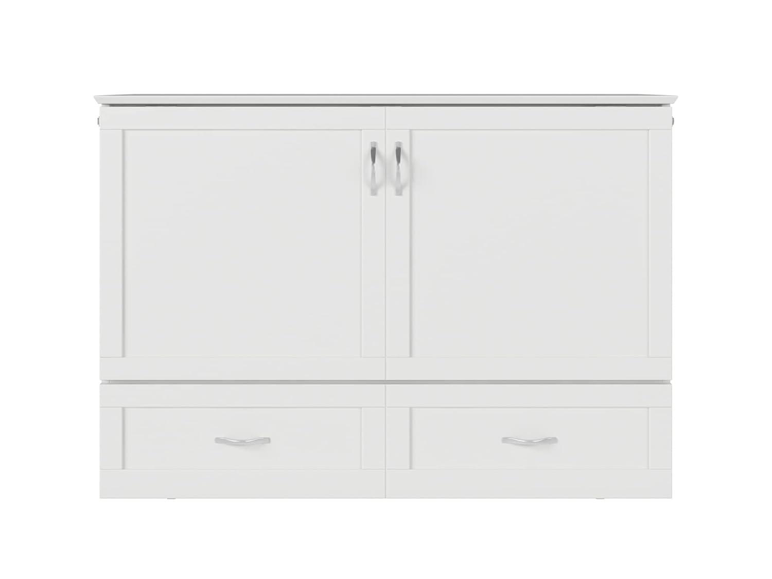AFI Hamilton Full Solid Wood Murphy Bed Chest with Built-In Charger in White