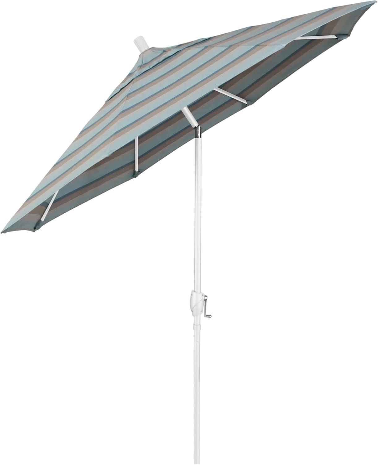 9 ft. Gateway Mist Striped Aluminum Market Patio Umbrella with Crank Lift and Tilt