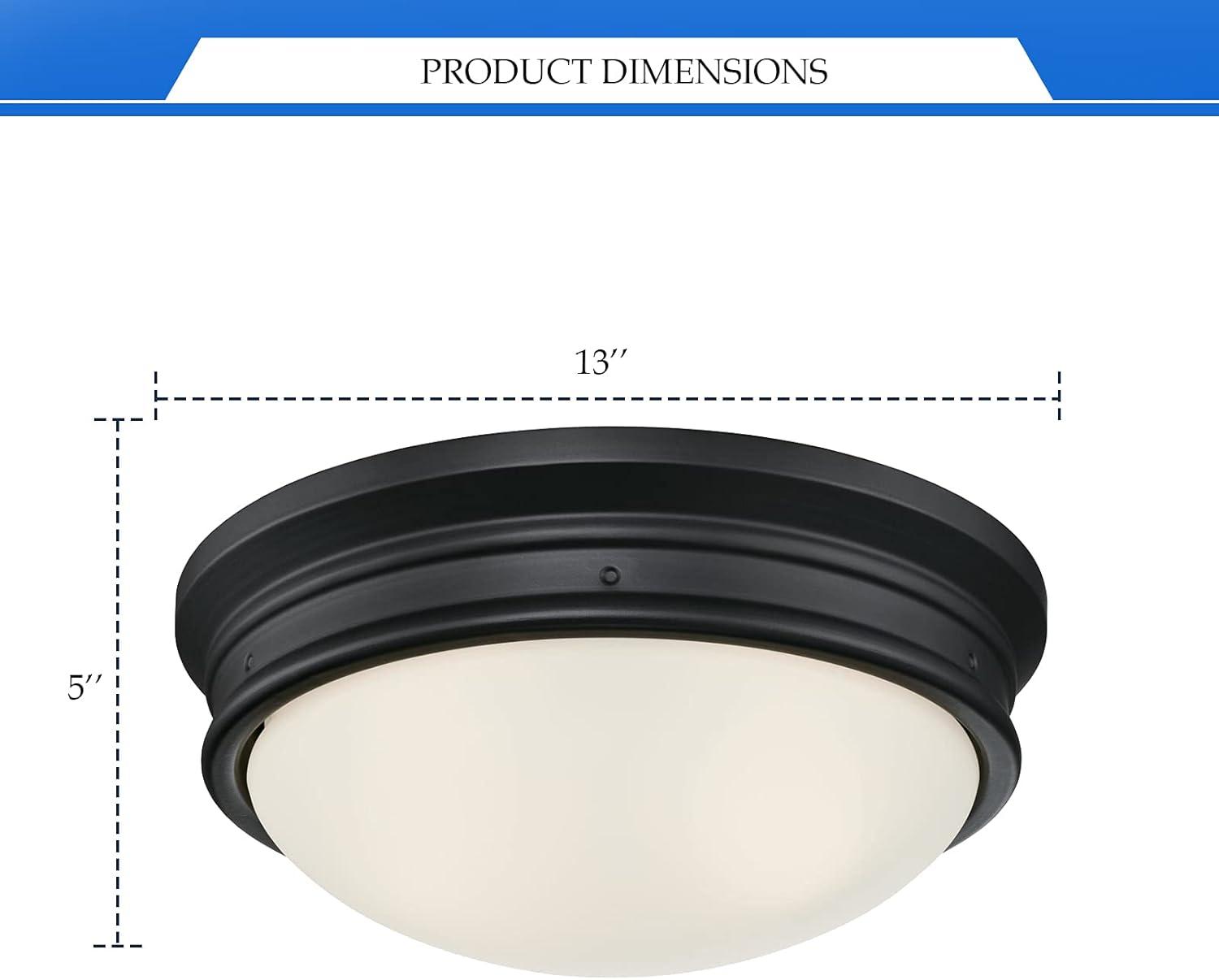 Meadowbrook Matte Black Frosted Glass 13" LED Outdoor Flush Mount