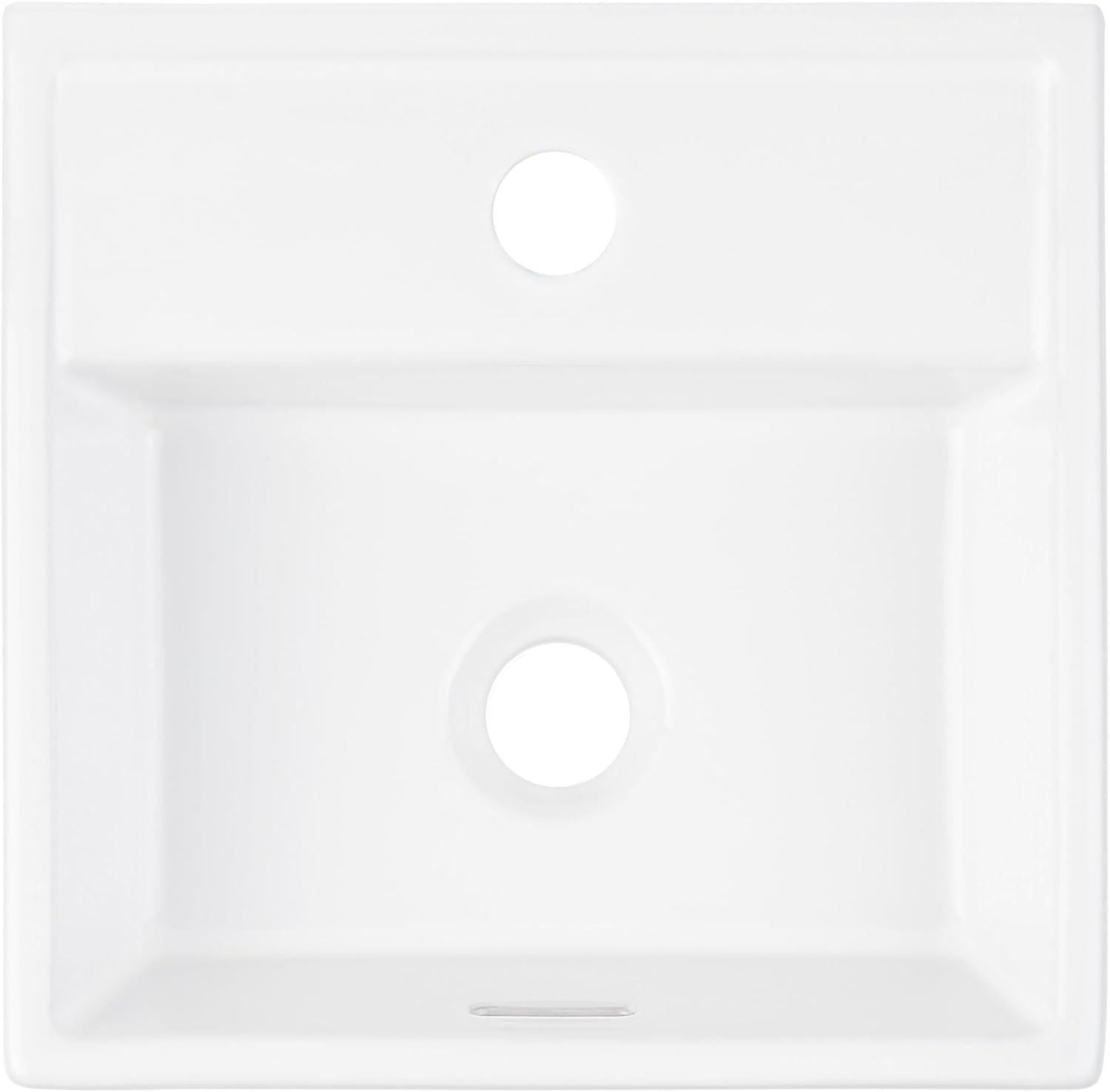 13" Kaisy White Porcelain Specialty Wall Mount Bathroom Sink with Overflow