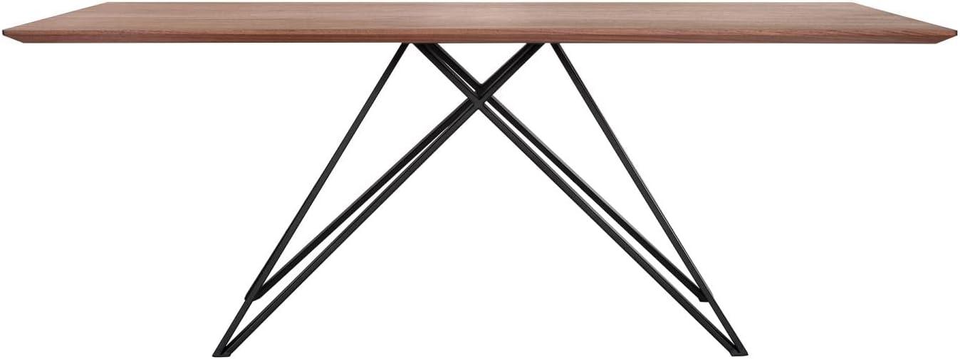 Modena Contemporary Dining Table Walnut - Armen Living: Steel Frame, 6-Person, Non-Extension