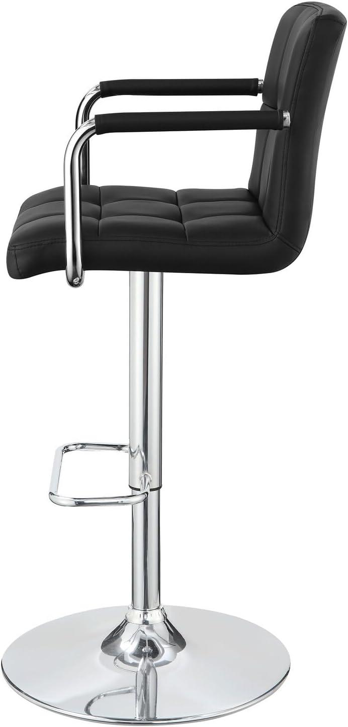 Coaster Modern Faux Leather Adjustable Height Bar Stool in Black