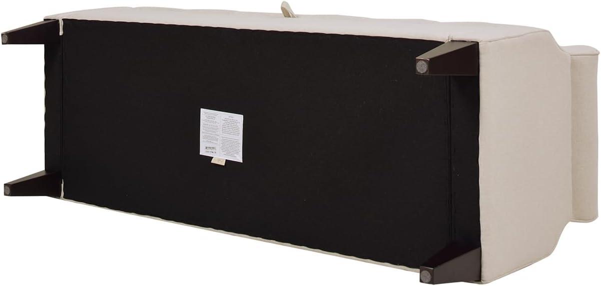 Jacqueline Tufted Roll Arm Storage Bench Sky Neutral