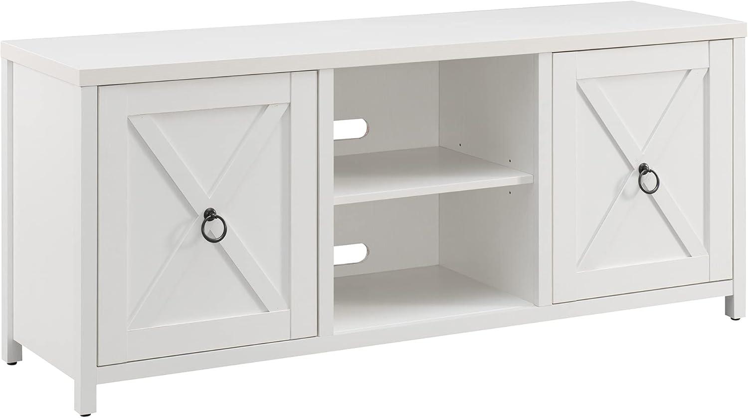 White Oak Rectangular TV Stand with Cabinets