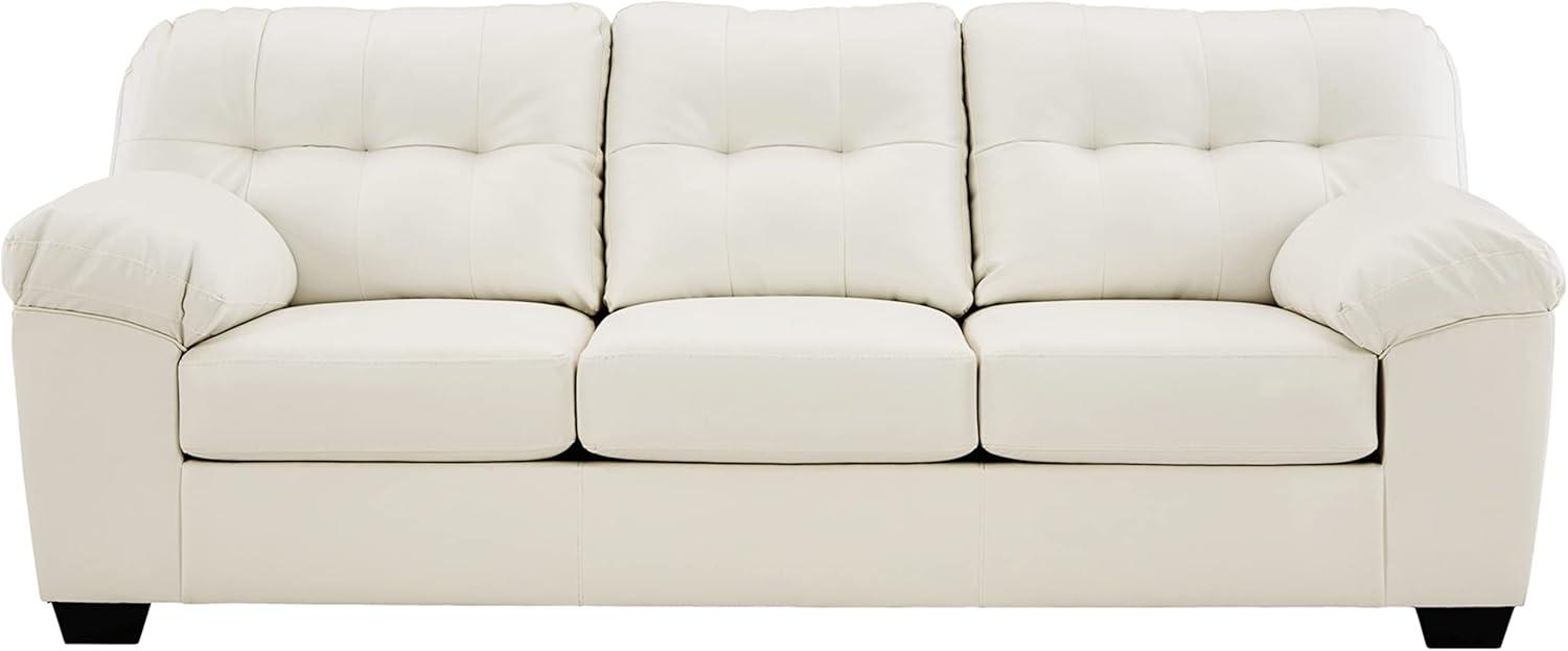 Contemporary White Faux Leather Tufted Queen Sleeper Sofa