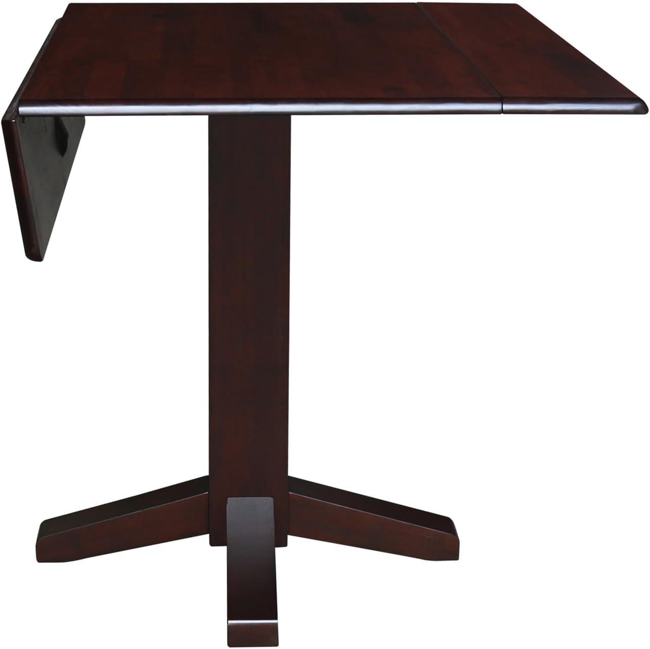 36" Sanders Square Dual Dining Table Rich Mocha - International Concepts: Solid Wood, 4-Seater Kitchen Table