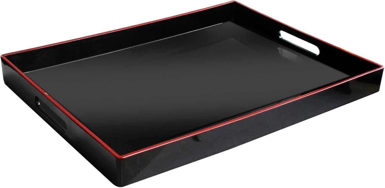 BLACK RECTANGULAR TRAY  W/ HANDLES AMZ