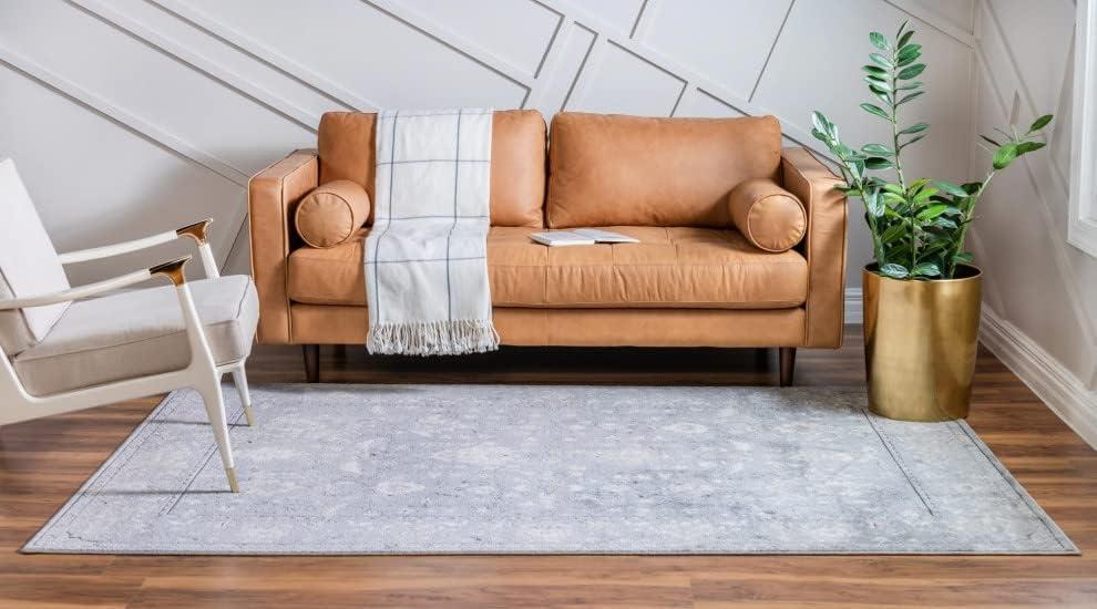 Unique Loom Portland Collection Bohemian Vintage Inspired Tone-on-Tone Design Area Rug (8' 0 x 10' 0 Rectangular, Gray/ Ivory)